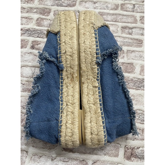 Saint + Sofia Ivy Frayed Espadrille Pumps Blue Chic Canvas Platform EU 38 US 7.5 - Picture 5 of 9